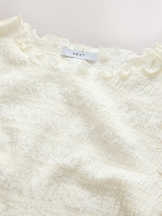 Ecru Shirred Texture Long Sleeve Top - Image 7 of 8