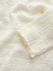 Ecru Shirred Texture Long Sleeve Top - Image 8 of 8