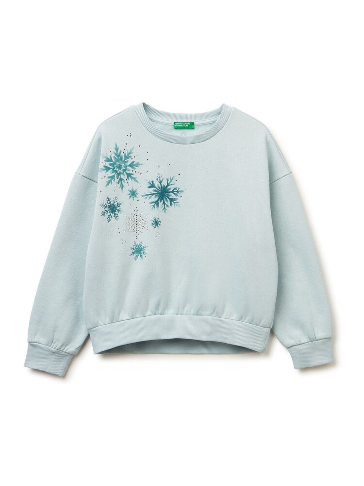 Benetton Blue Snowflake Sequin Sweatshirt - صورة 1 من 3 Benetton Blue Snowflake Sequin Sweatshirt - صورة 1 من 3