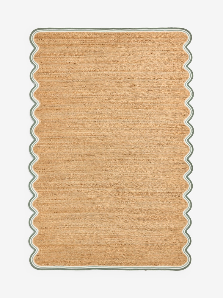 Natural Wave Border Jute Rug - Image 5 of 5 Natural Wave Border Jute Rug - Image 5 of 5