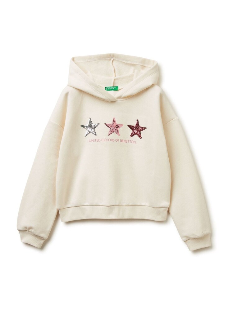 Benetton Sequin Cropped Hoodie - Image 1 of 3 Benetton Sequin Cropped Hoodie - Image 1 of 3