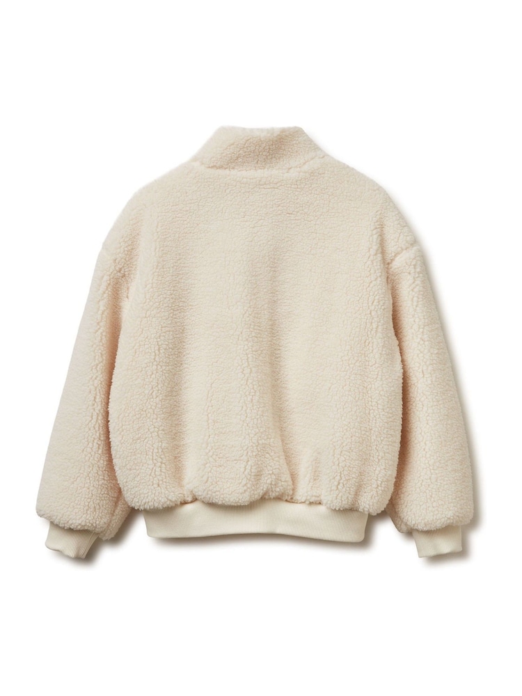 Benetton Fleece Zip Up Cream Jacket - صورة 2 من 3