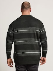 BadRhino Big & Tall Long Sleeve Striped Knitted Polo Shirt - صورة 3 من 6