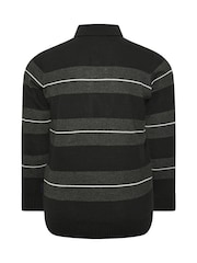 BadRhino Big & Tall Long Sleeve Striped Knitted Polo Shirt - صورة 6 من 6