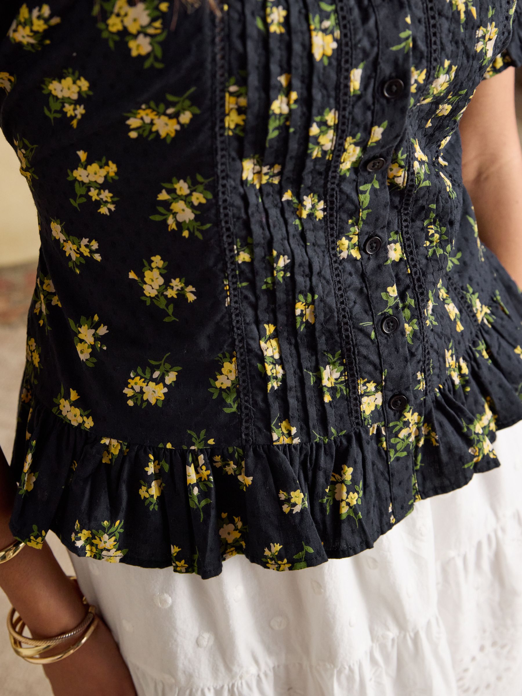 Buy Joules Lillie Black Floral Frill Neck Blouse from Next USA