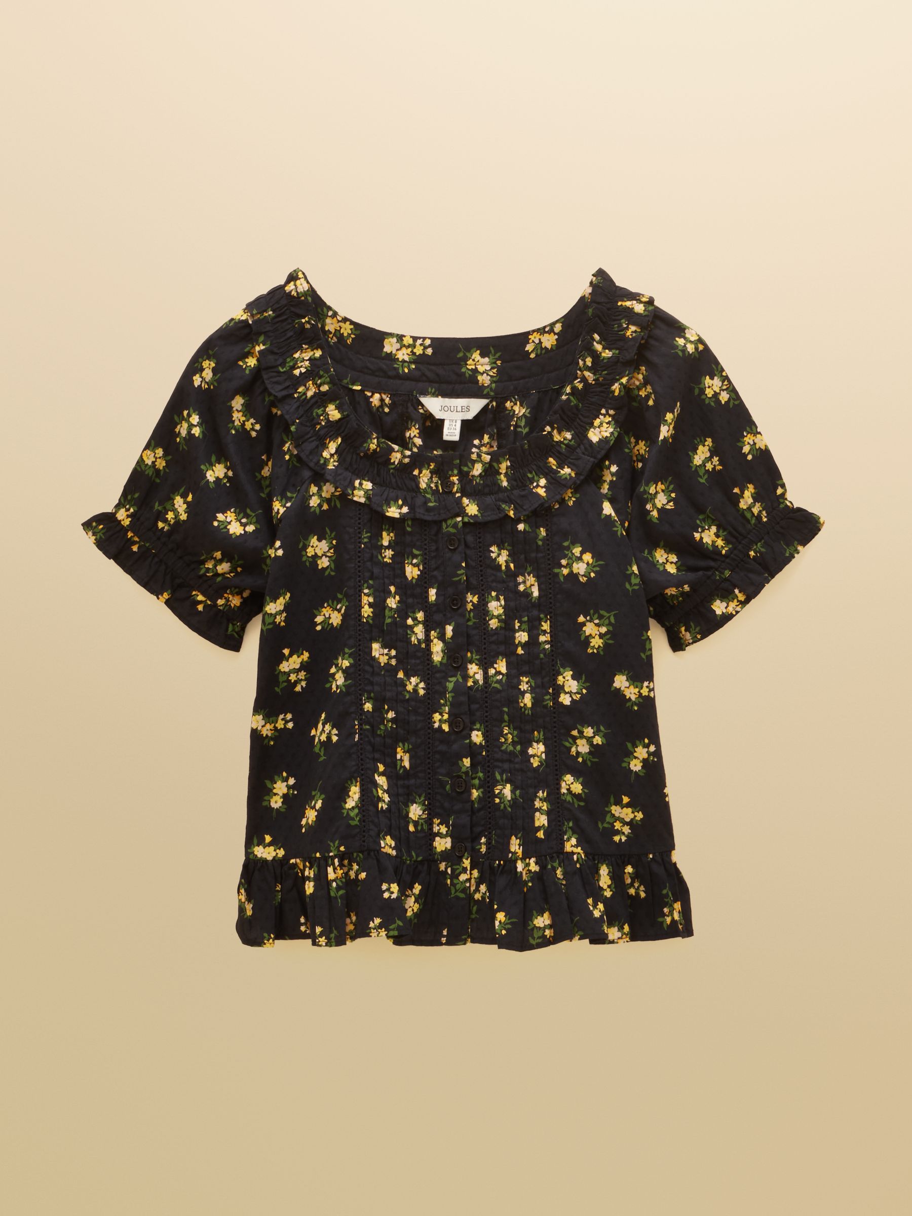 Buy Joules Lillie Black Floral Frill Neck Blouse from Next USA