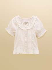 Joules Lillie Cream Frill Neck Blouse - Image 10 of 10