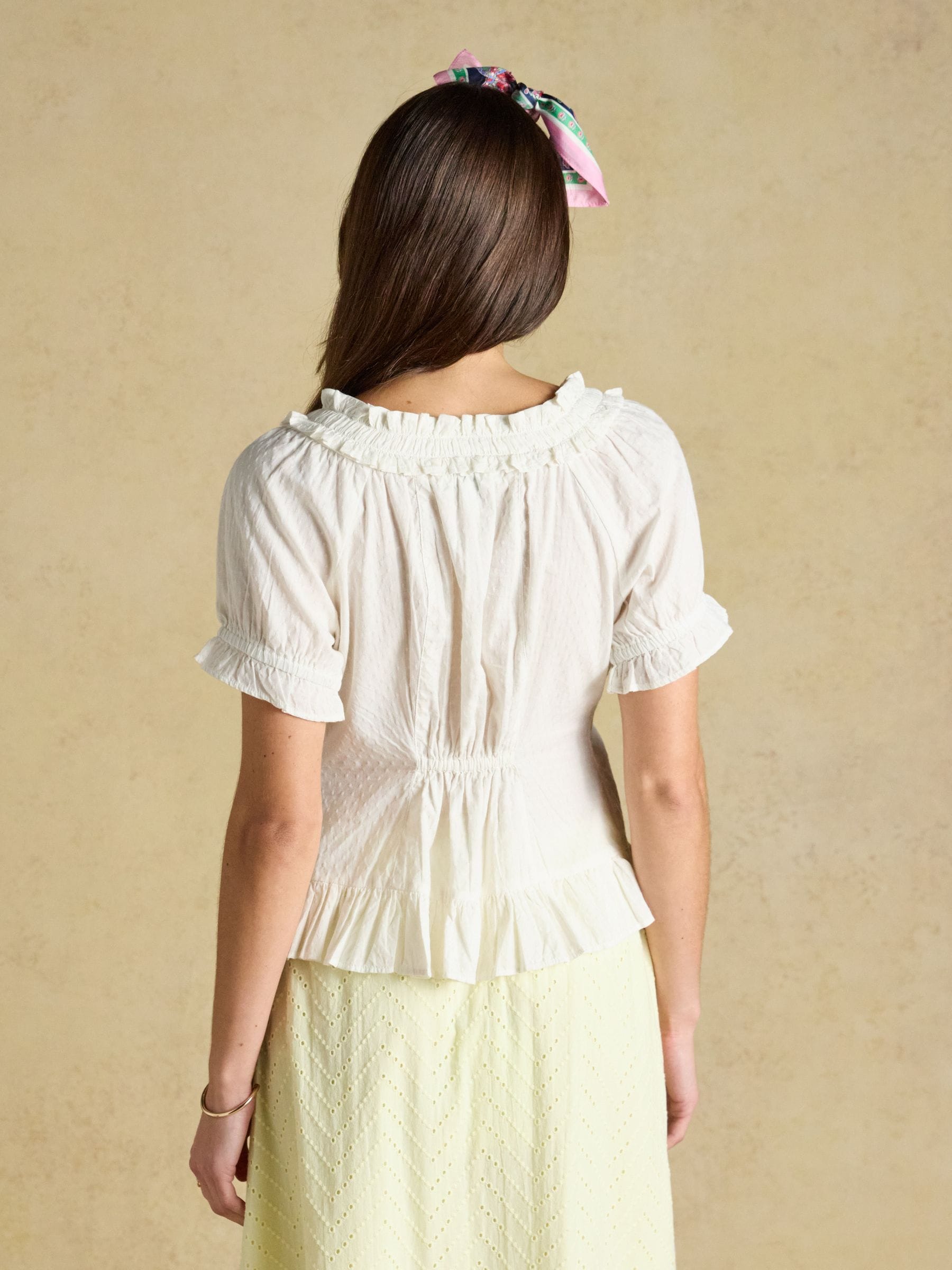 Buy Joules Lillie Cream Frill Neck Blouse from Next USA