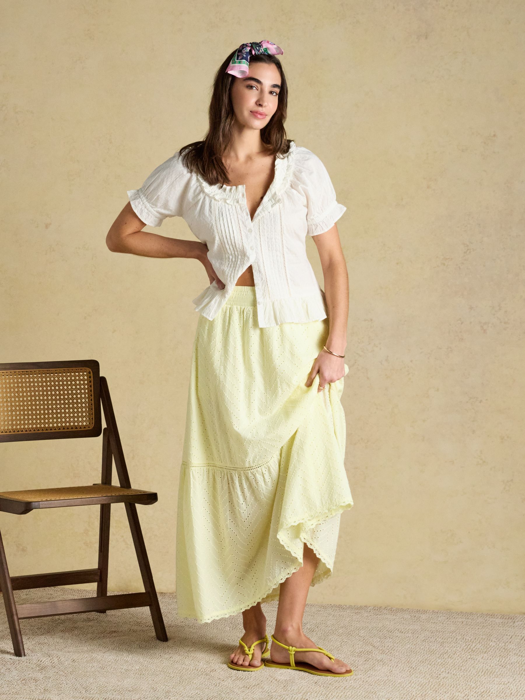 Buy Joules Lillie Cream Frill Neck Blouse from Next USA