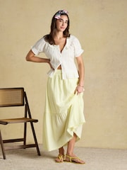 Kremowy - Joules Lille Frill Neck Blouse - Obraz 3 z 8