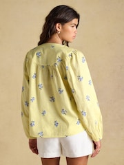 Joules Tilda Yellow Floral V Neck Popover Long Sleeve Blouse - Image 2 of 7