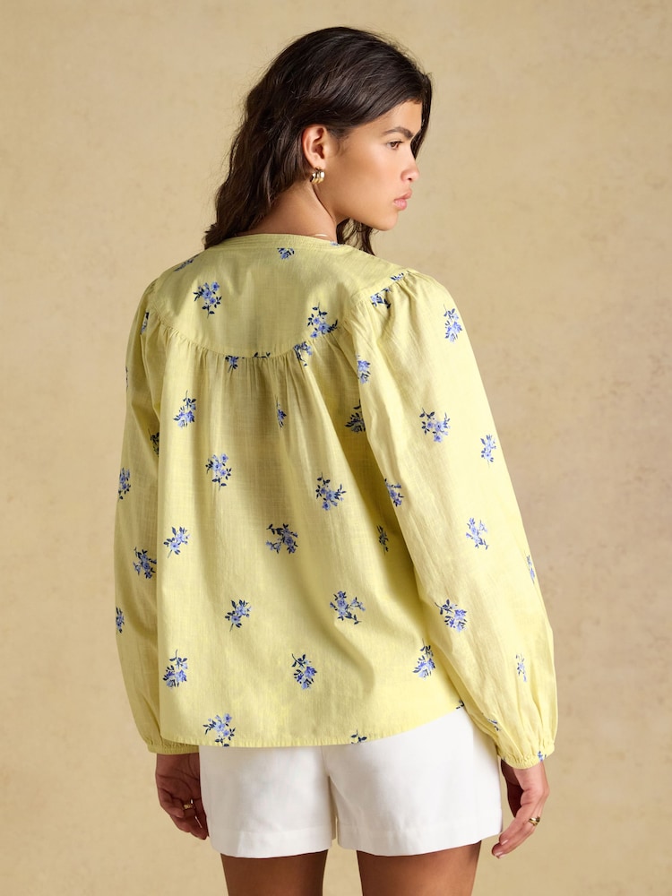 Joules Tilda Yellow Floral V Neck Popover Long Sleeve Blouse - Image 2 of 7 Joules Tilda Yellow Floral V Neck Popover Long Sleeve Blouse - Image 2 of 7