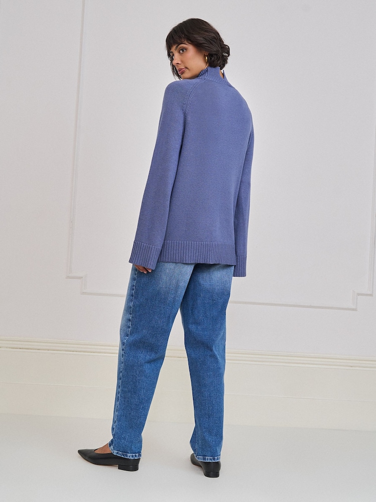 Niebieski - Seraphine Premium Cashmere Blend Maternity & Nursing Roll Neck Jumper - Obraz 5 z 5 Niebieski - Seraphine Premium Cashmere Blend Maternity & Nursing Roll Neck Jumper - Obraz 5 z 5