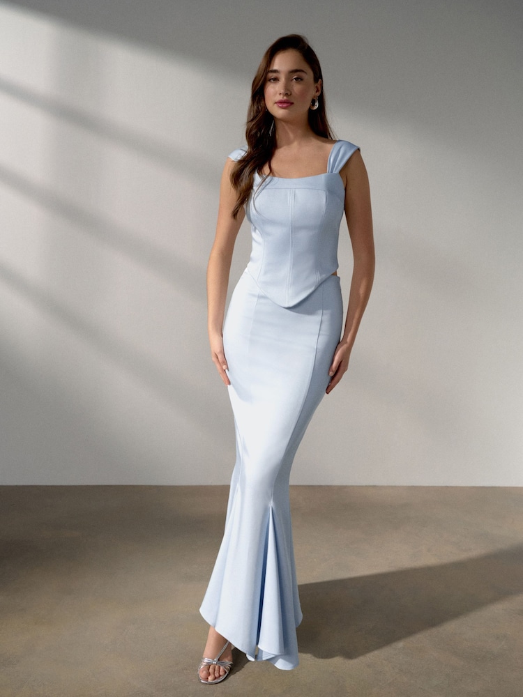 Blue Satin Occasion Maxi Skirt - Image 2 of 7