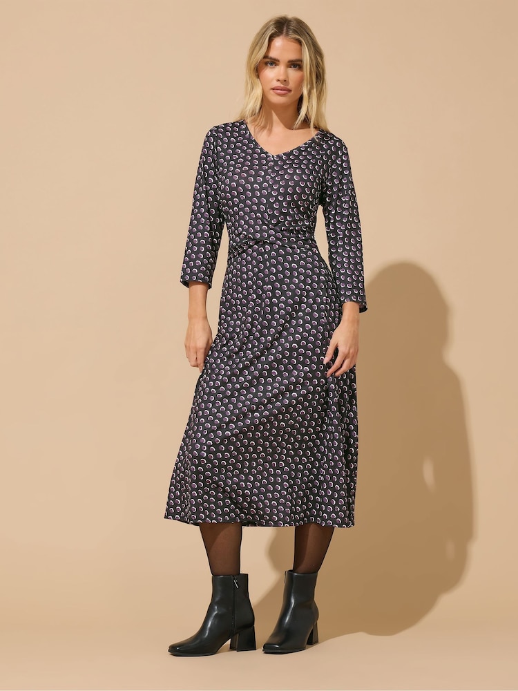 M&Co Black Petite Long Sleeve Twist Front Midi Dress - Image 2 of 5 M&Co Black Petite Long Sleeve Twist Front Midi Dress - Image 2 of 5