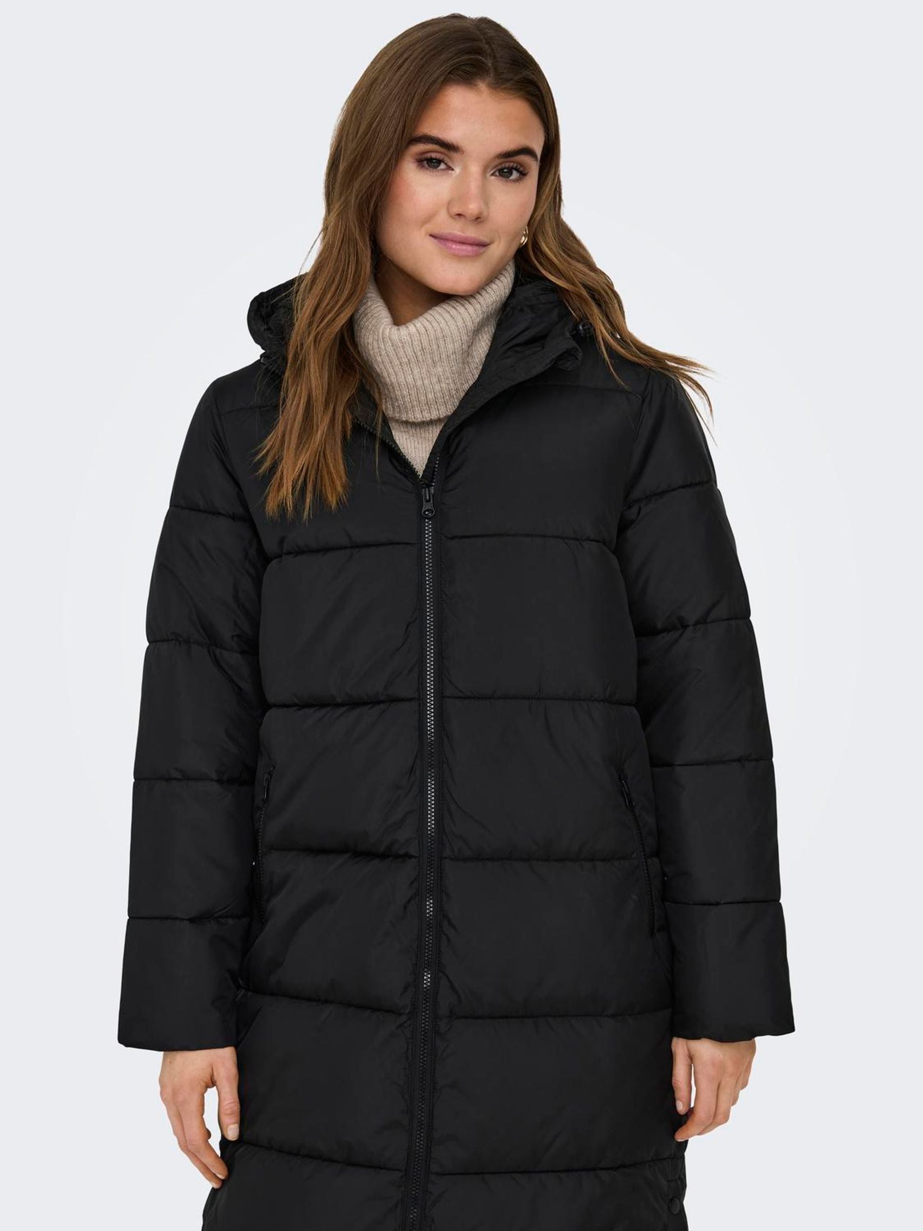 Buy ONLY Black Zip Up Hooded Long Puffer Coat from Next USA