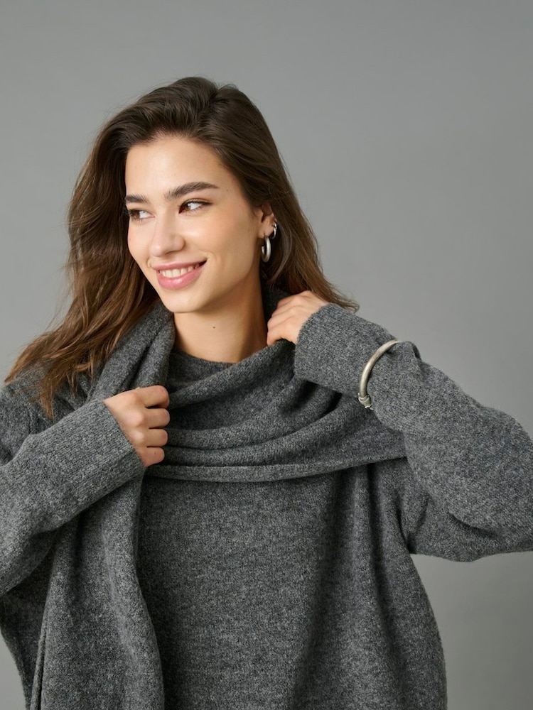 JDY Round Neck Cardigan With Scarf - Bild 3 von 3