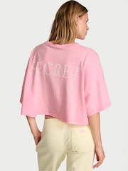 Victoria's Secret Victoria Pink Logo Cotton Oversized Cropped Top - Image 2 of 2