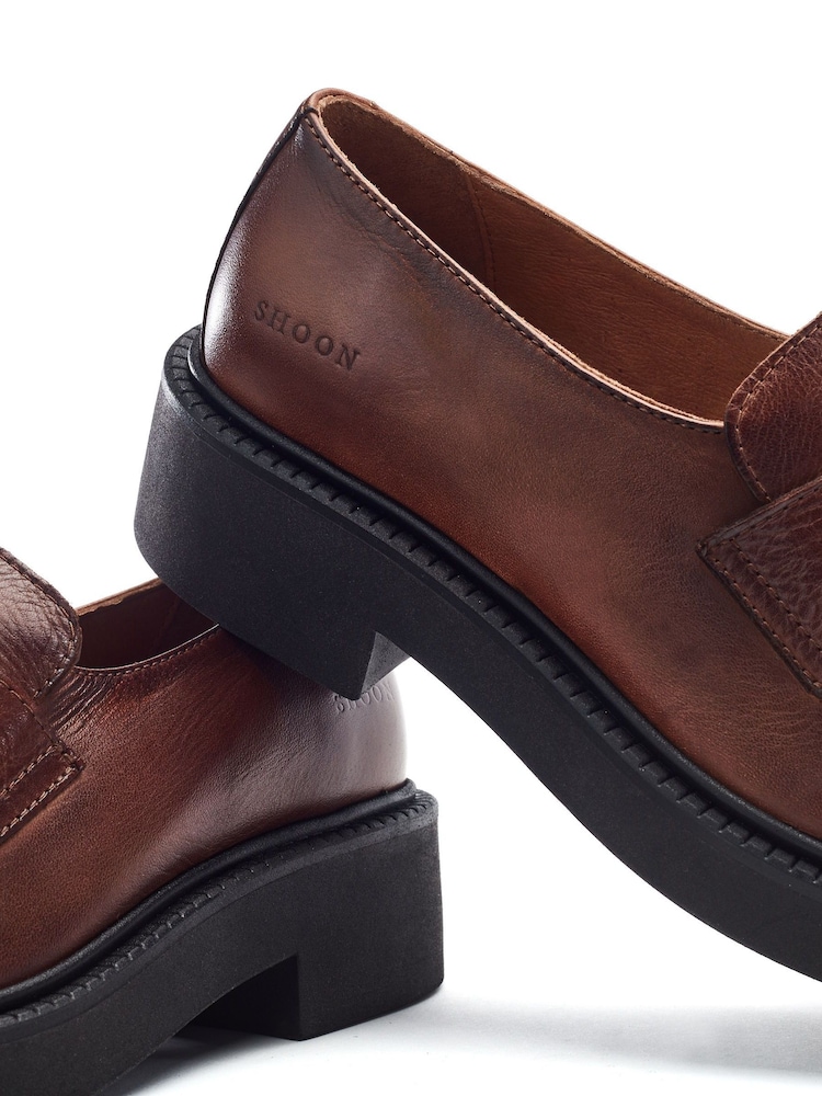 Moda in Pelle Brown Sh Ivy Chunky Leather Loafers - Image 4 of 4