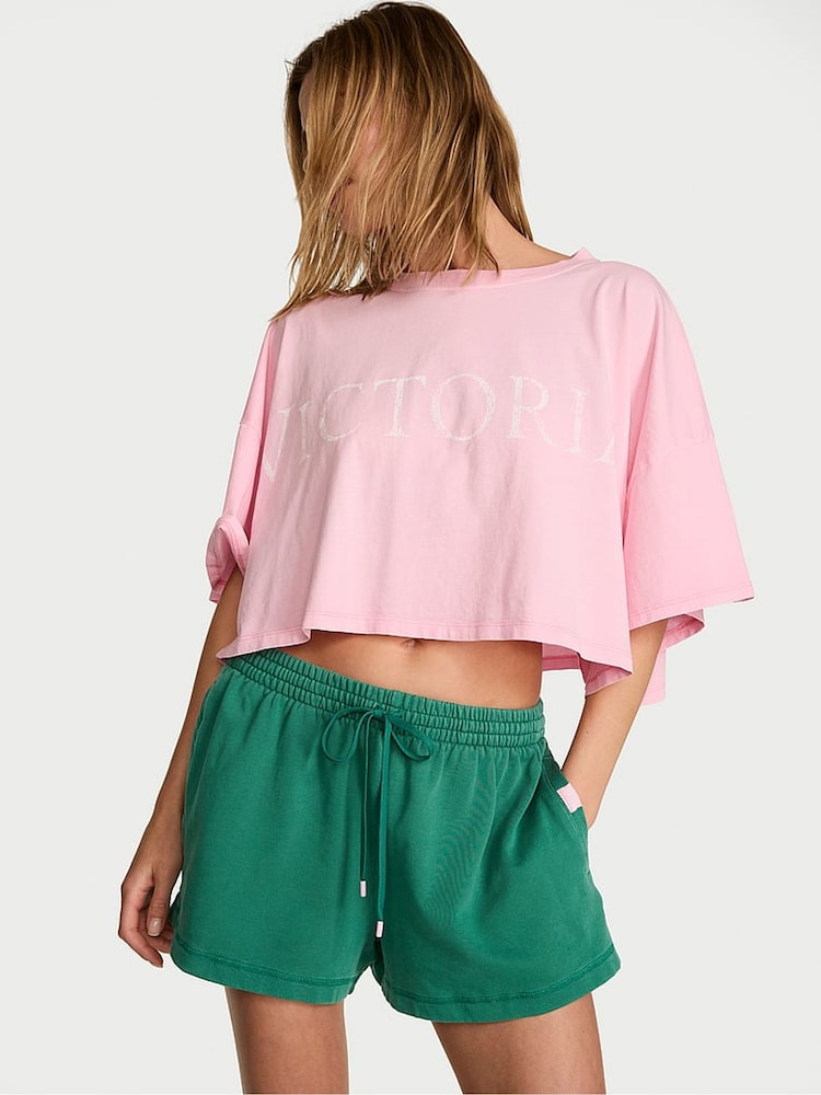 Victoria's Secret Prettiest Pine Green Terry Shorts - Image 1 of 2