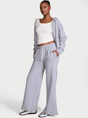 Victoria's Secret Heather Grey Fleece Wide Leg Joggers - Image 1 of 2
