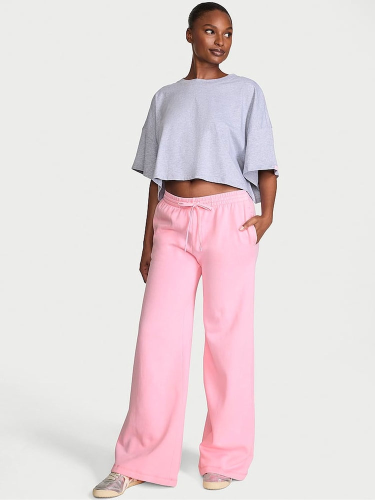 Victoria's Secret Victoria Pink Fleece Wide Leg Joggers - Image 1 of 2 Victoria's Secret Victoria Pink Fleece Wide Leg Joggers - Image 1 of 2