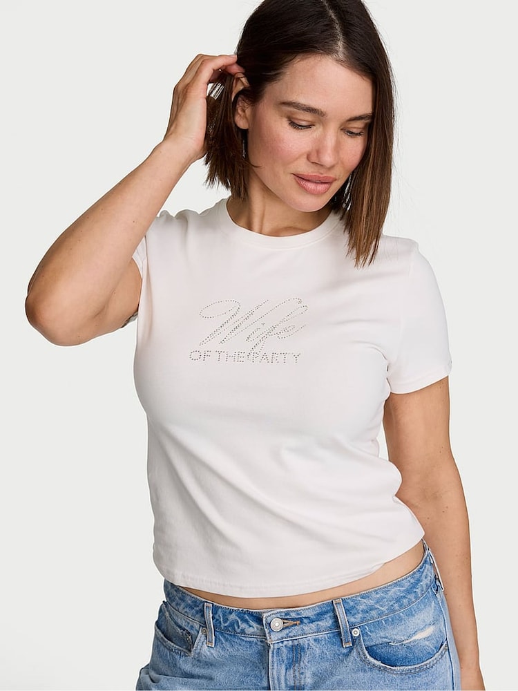 Victoria's Secret Coconut White Bride Cotton T-Shirt - Image 1 of 2