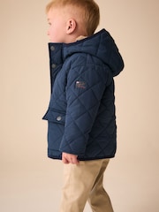 Navy Quilted Borg Lined Coat (3mths-7yrs) - Image 1 of 4