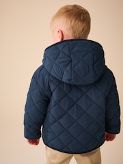Navy Quilted Borg Lined Coat (3mths-7yrs) - Image 3 of 4