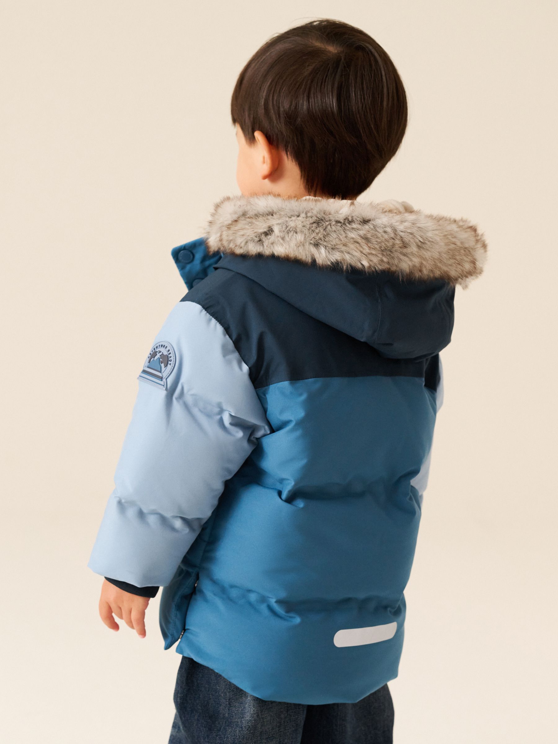 Buy Blue Colour Block Waterproof Padded Coat (12mths-10yrs) from Next ...