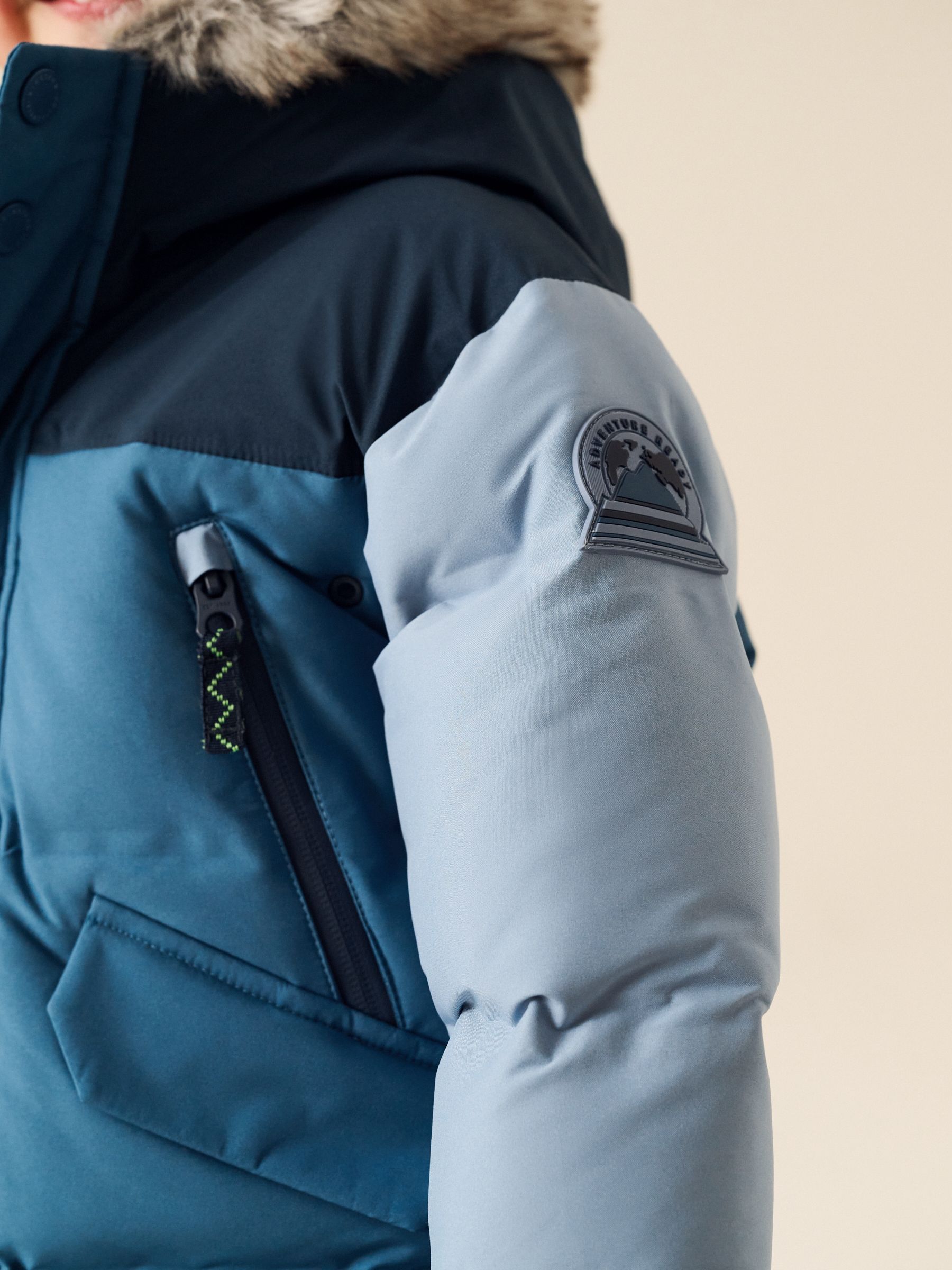 Buy Blue Colour Block Waterproof Padded Coat (12mths-10yrs) from Next ...