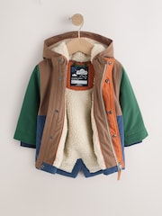 Multi Colour Block Waterproof Borg Lined Parka (3mths-7yrs) - Image 2 of 7