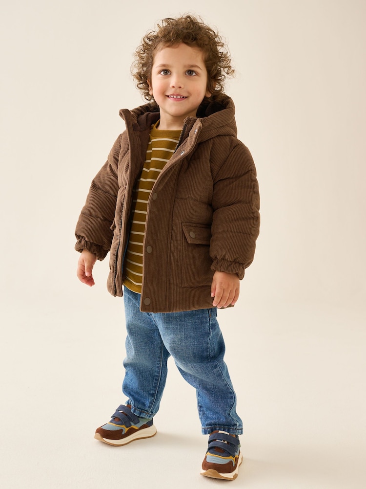 Chocolate Brown Cord Padded Coat (6mths-7yrs) - Image 2 of 9 Chocolate Brown Cord Padded Coat (6mths-7yrs) - Image 2 of 9