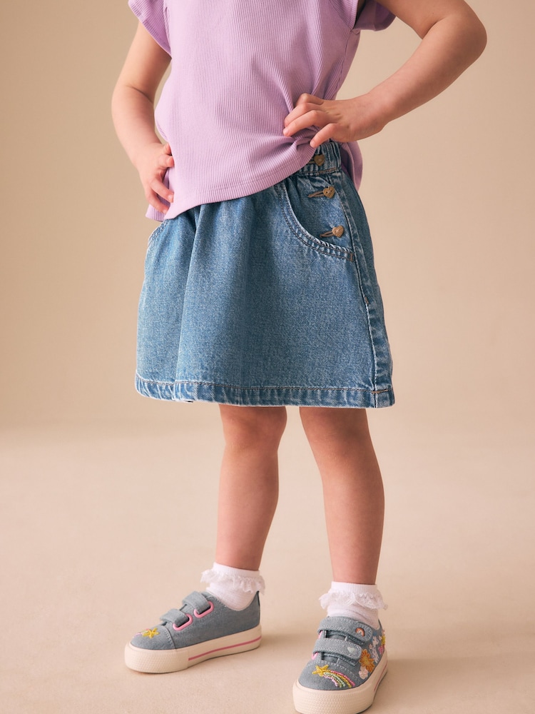 Mid Blue Denim Button Detail Skirt (3mths-7yrs) - Image 2 of 8