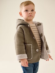 Tan Brown Faux Suede Coat (12mths-7yrs) - Image 1 of 11