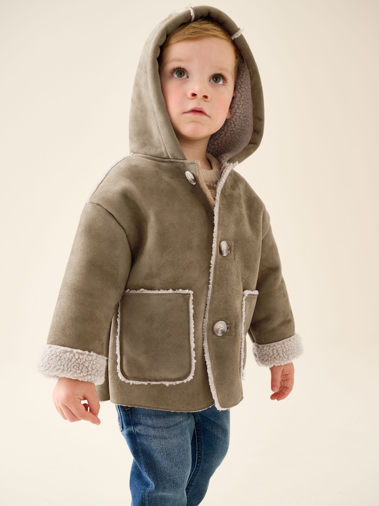 Tan Brown Faux Suede Coat (12mths-7yrs) - Image 2 of 11