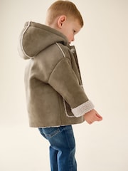 Tan Brown Faux Suede Coat (12mths-7yrs) - Image 3 of 11