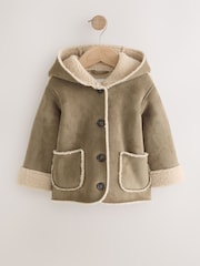 Tan Brown Faux Suede Coat (12mths-7yrs) - Image 7 of 11
