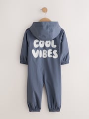 Cool Vibes Grey/Blue Waterproof Fleece Lined Puddlesuit (3mths-7yrs) - Image 2 of 5