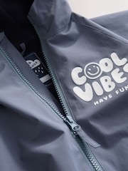 Cool Vibes Grey/Blue Waterproof Fleece Lined Puddlesuit (3mths-7yrs) - Image 7 of 9