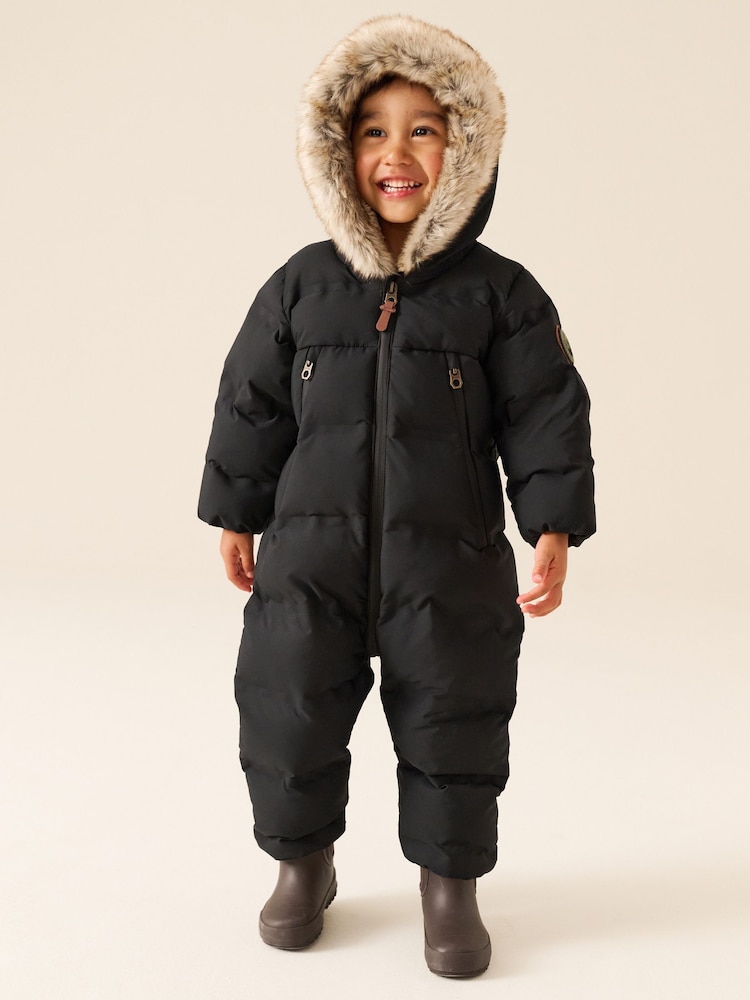 Black Waterproof Padded Snowsuit (3mths-7yrs) - Image 1 of 9 Black Waterproof Padded Snowsuit (3mths-7yrs) - Image 1 of 9