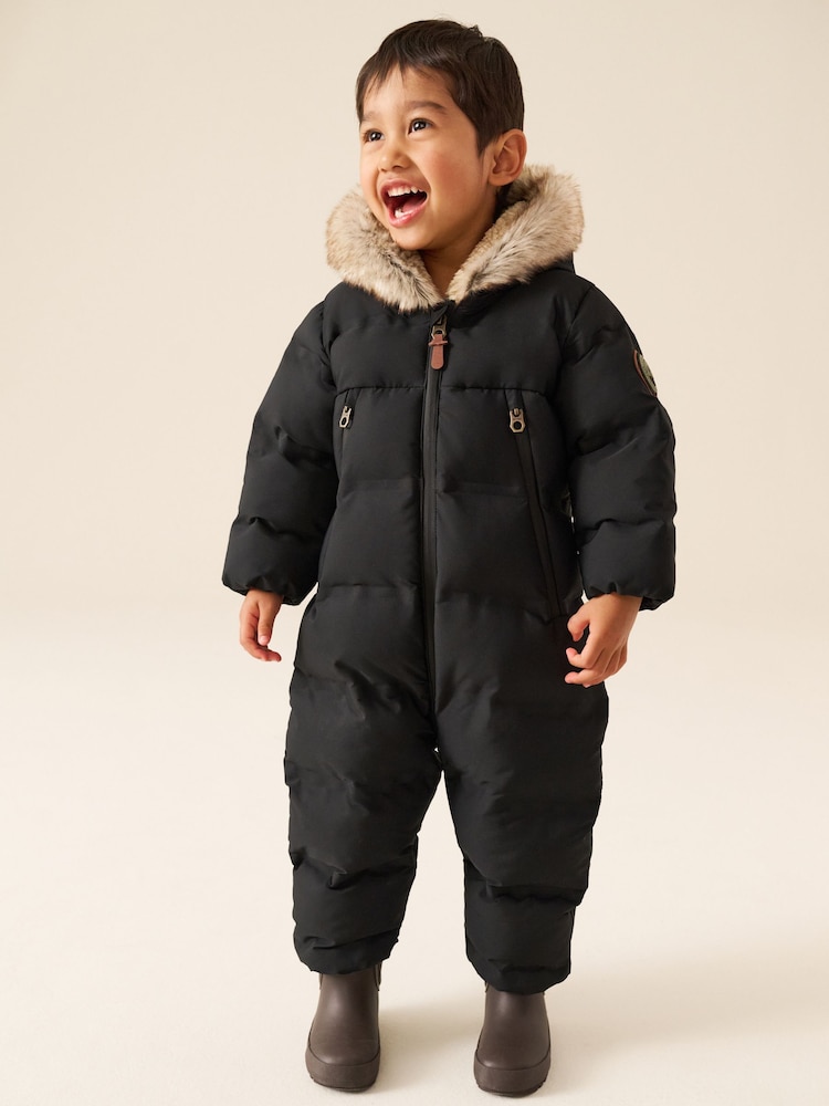 Black Waterproof Padded Snowsuit (3mths-7yrs) - Image 2 of 9 Black Waterproof Padded Snowsuit (3mths-7yrs) - Image 2 of 9