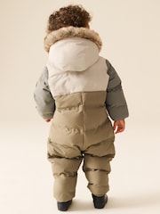 Neutral Colour Block Waterproof Padded Snowsuit (3mths-7yrs) - Image 3 of 5