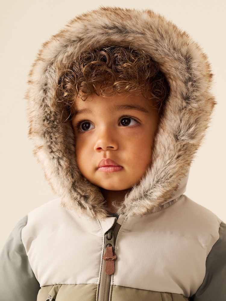 Neutral Colour Block Waterproof Padded Snowsuit (3mths-7yrs) - Image 5 of 5 Neutral Colour Block Waterproof Padded Snowsuit (3mths-7yrs) - Image 5 of 5