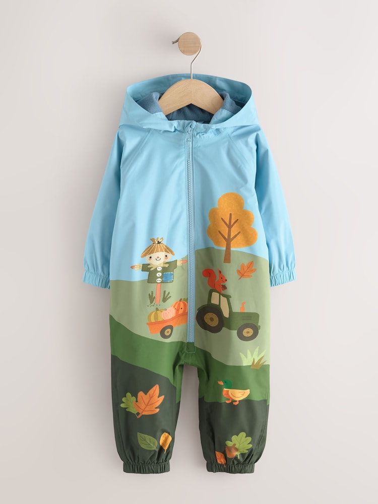 Farm Scene Waterproof Fleece Lined Puddlesuit (3mths-7yrs) - Image 1 of 4 Farm Scene Waterproof Fleece Lined Puddlesuit (3mths-7yrs) - Image 1 of 4