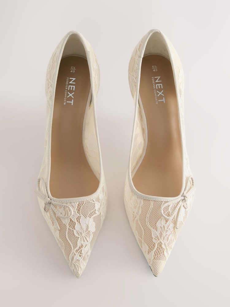 White Forever Comfort Lace Bow Court Heels - Image 2 of 5