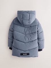 Baker by Ted Baker Blue Shower Resistant Midlength Padded Coat - Image 10 of 16