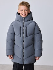 Baker by Ted Baker Blue Shower Resistant Midlength Padded Coat - Image 2 of 16