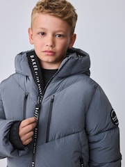 Baker by Ted Baker Blue Shower Resistant Midlength Padded Coat - Image 5 of 16