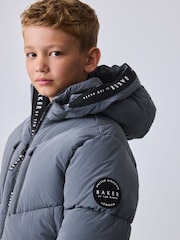 Baker by Ted Baker Blue Shower Resistant Midlength Padded Coat - Image 6 of 16